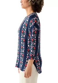 Women's 3/4 Printed Baby Terry T-Shirt