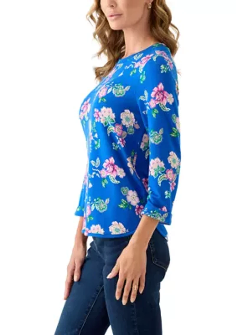 Women's 3/4 Printed Baby Terry T-Shirt