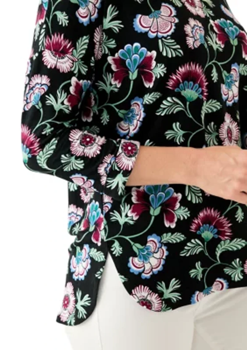 Women's 3/4 Printed Baby Terry T-Shirt