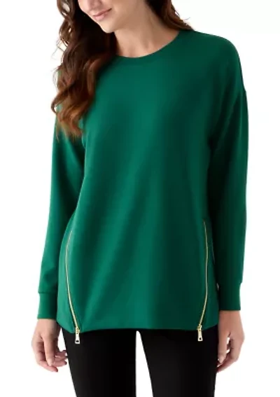 Women's Side Zip Crew Neck Tunic