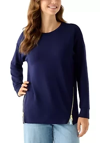 Women's Side Zip Crew Neck Tunic