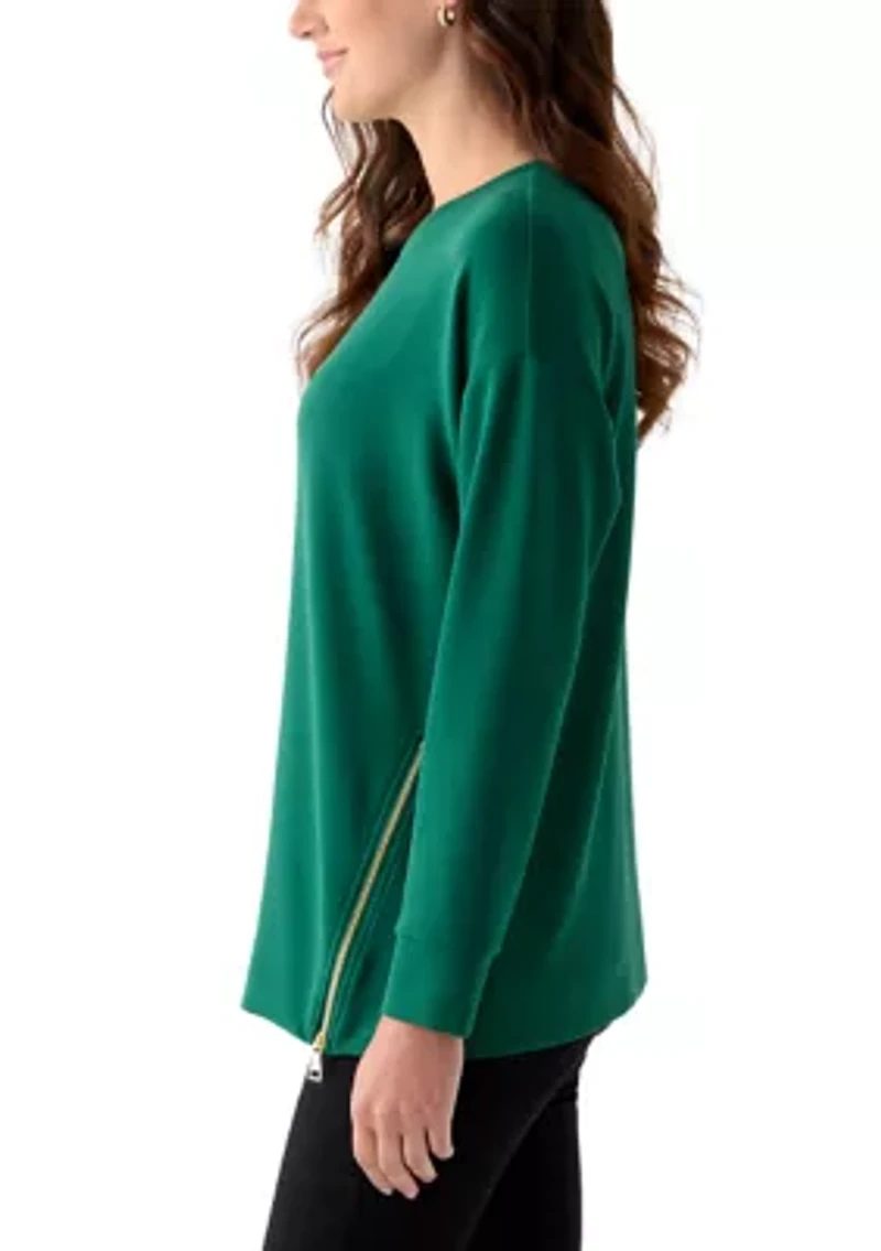 Women's Side Zip Crew Neck Tunic