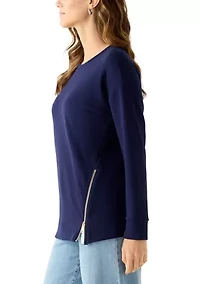 Women's Side Zip Crew Neck Tunic
