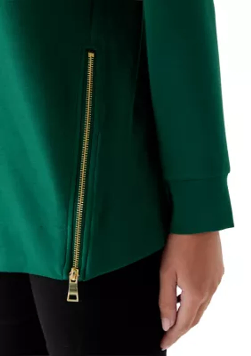 Women's Side Zip Crew Neck Tunic