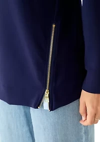 Women's Side Zip Crew Neck Tunic