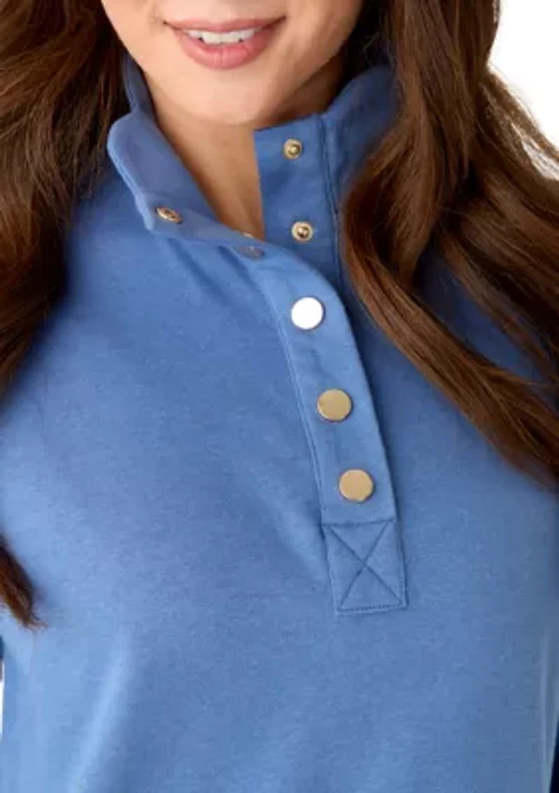 Petite Long Sleeve Scallop Hem Sweatshirt