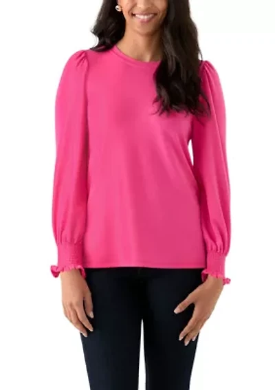 Women's Smocked Sleeve Baby Terry T-Shirt