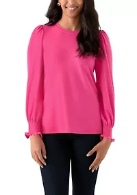 Women's Smocked Sleeve Baby Terry T-Shirt