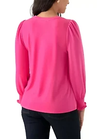 Women's Smocked Sleeve Baby Terry T-Shirt