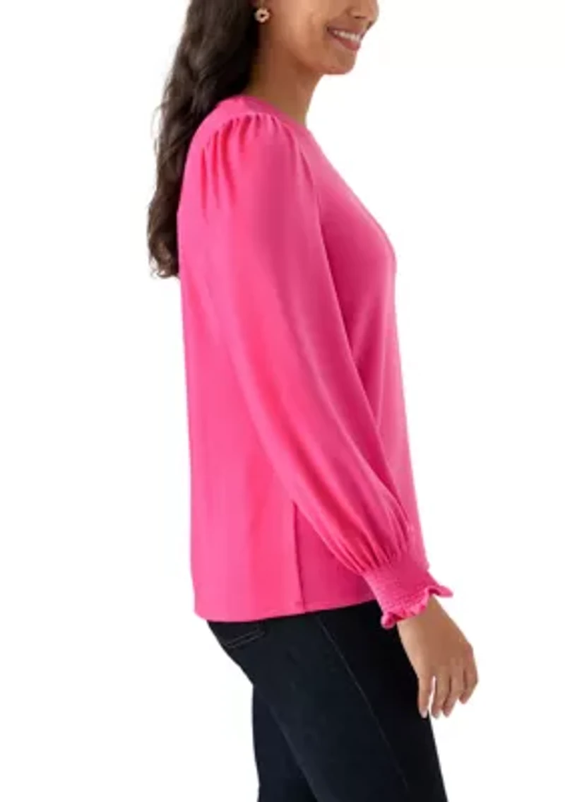 Women's Smocked Sleeve Baby Terry T-Shirt