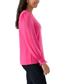 Women's Smocked Sleeve Baby Terry T-Shirt