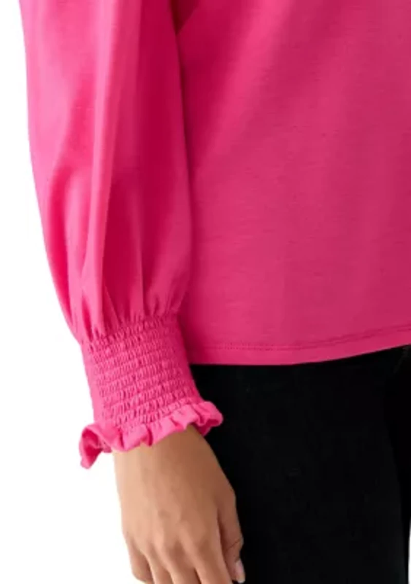 Women's Smocked Sleeve Baby Terry T-Shirt