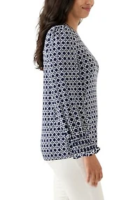 Women's Smocked Printed Baby Terry T-Shirt