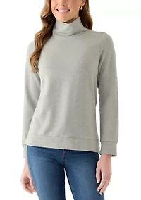 Women's Brushed Back Cowl Neck Pullover Top