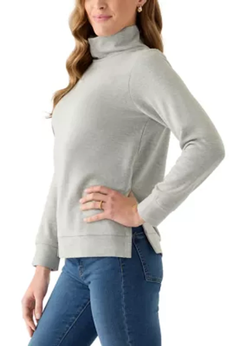 Women's Brushed Back Cowl Neck Pullover Top