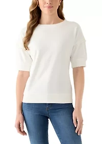 Women's French Terry Elbow Sleeve Pullover Top