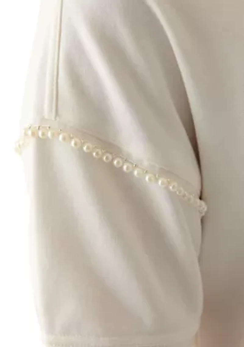 Women's French Terry Elbow Sleeve Pullover Top