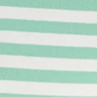 Women's Short Puff Sleeve Pleated Striped Top