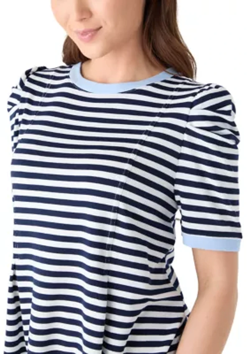 Petite Short Sleeve Crew Neck Striped T-Shirt