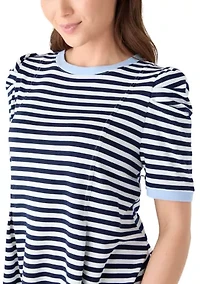 Petite Short Sleeve Crew Neck Striped T-Shirt