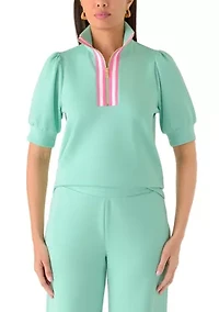 Women's Puff Sleeve 1/2 Zip Top
