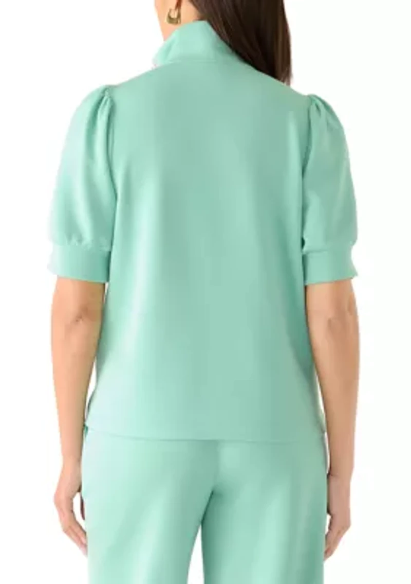 Women's Puff Sleeve 1/2 Zip Top