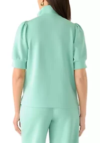 Women's Puff Sleeve 1/2 Zip Top