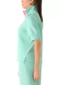 Women's Puff Sleeve 1/2 Zip Top
