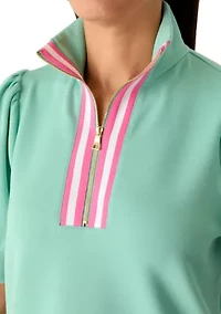 Women's Puff Sleeve 1/2 Zip Top