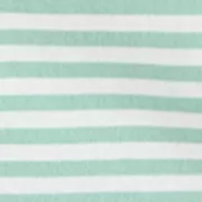 Women's Short Puff Sleeve Crew Neck Striped Top