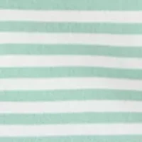 Women's Short Puff Sleeve Crew Neck Striped Top