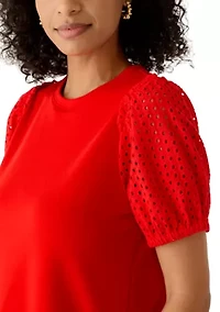 Women's Eyelet Trim Top