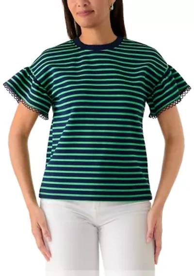 Women's Ruffle Sleeve Knit Top