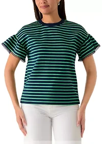 Women's Ruffle Sleeve Knit Top