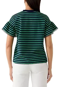 Women's Ruffle Sleeve Knit Top