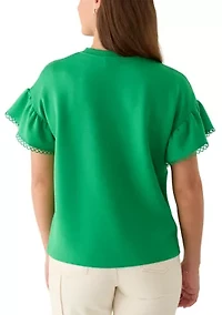 Women's Ruffle Sleeve Knit Top