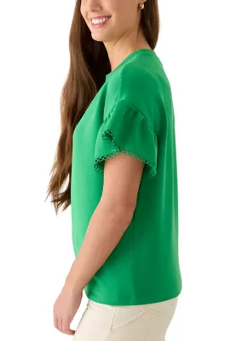 Women's Ruffle Sleeve Knit Top