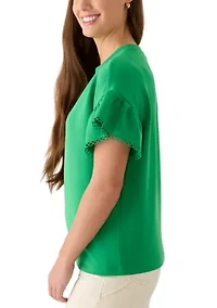 Women's Ruffle Sleeve Knit Top
