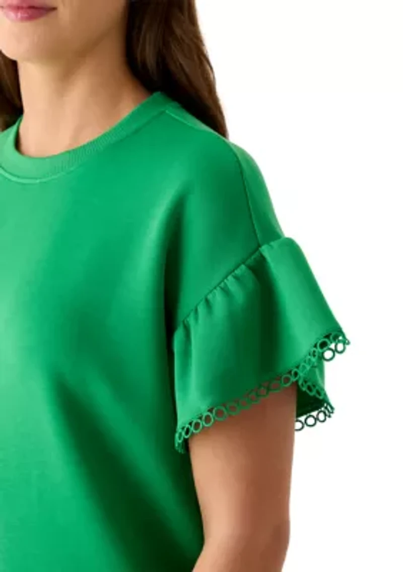 Women's Ruffle Sleeve Knit Top