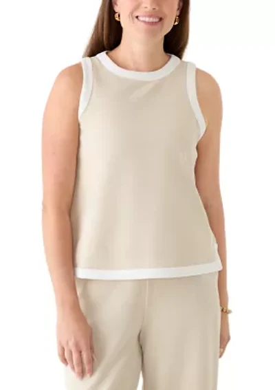 Petite Sleeveless Tipped Knit Top