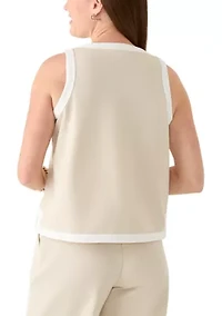 Petite Sleeveless Tipped Knit Top