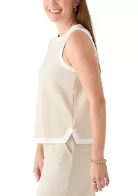 Petite Sleeveless Tipped Knit Top