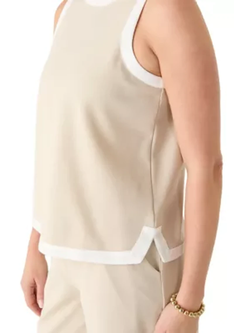 Petite Sleeveless Tipped Knit Top