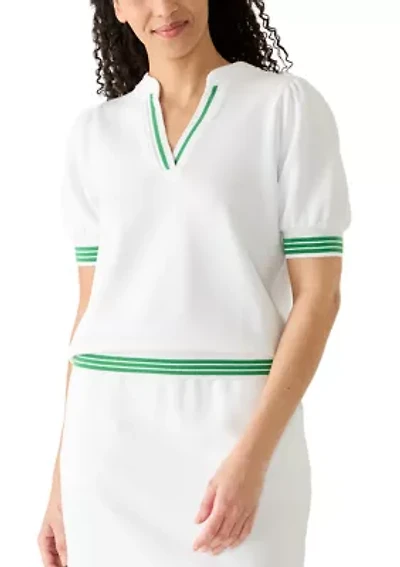 Women's Short Sleeve Contrast Trim Piqué Top