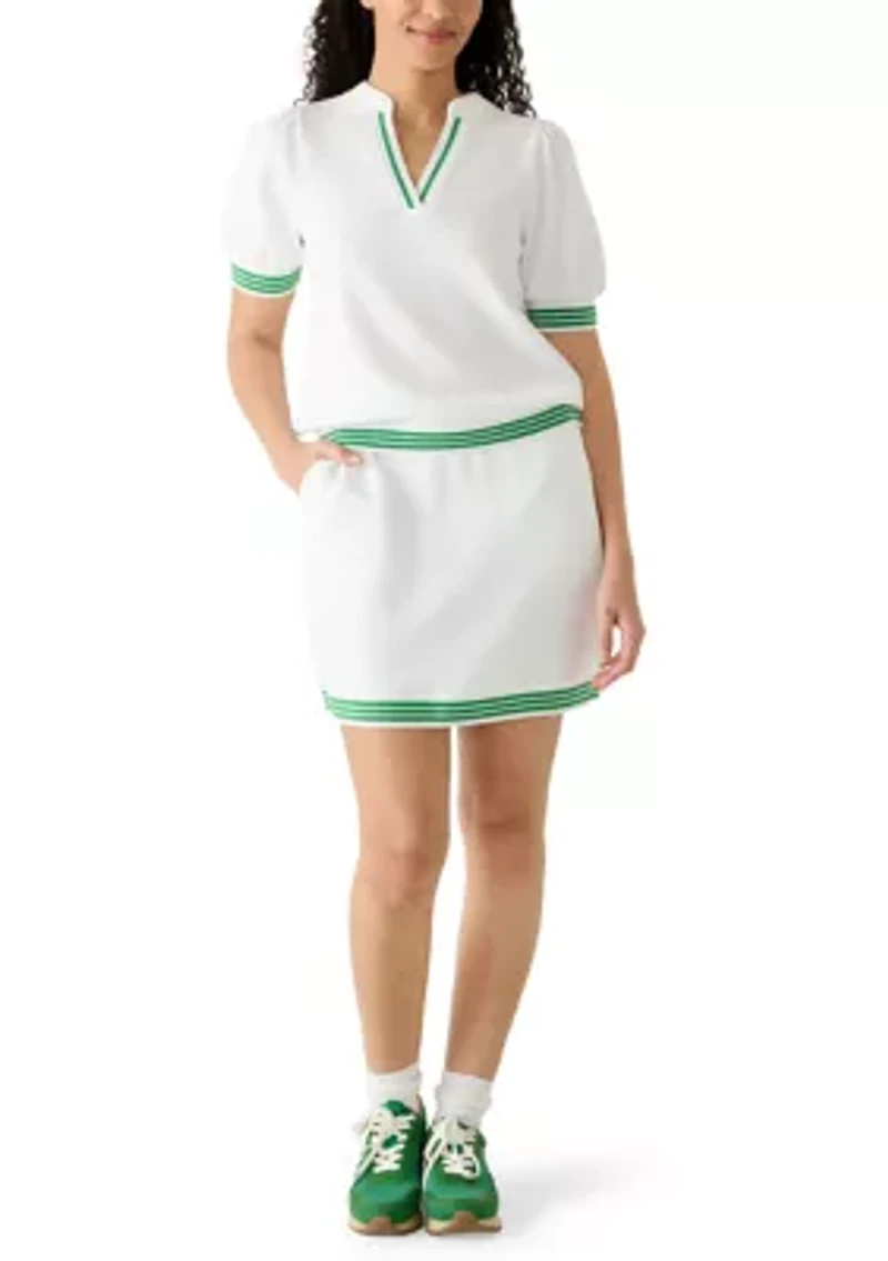 Women's Short Sleeve Contrast Trim Piqué Top