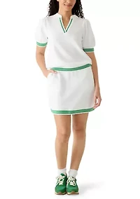 Women's Short Sleeve Contrast Trim Piqué Top