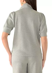 Women's Puff Sleeve 1/2 Zip Top