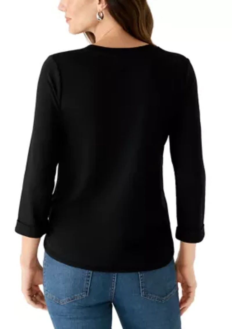 Women's 3/4 Sleeve Baby Terry Top