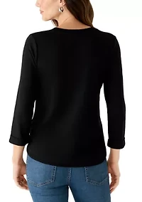 Women's 3/4 Sleeve Baby Terry Top
