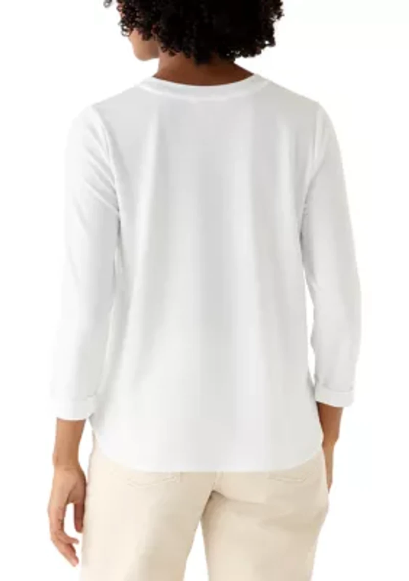 Women's 3/4 Sleeve Baby Terry Top